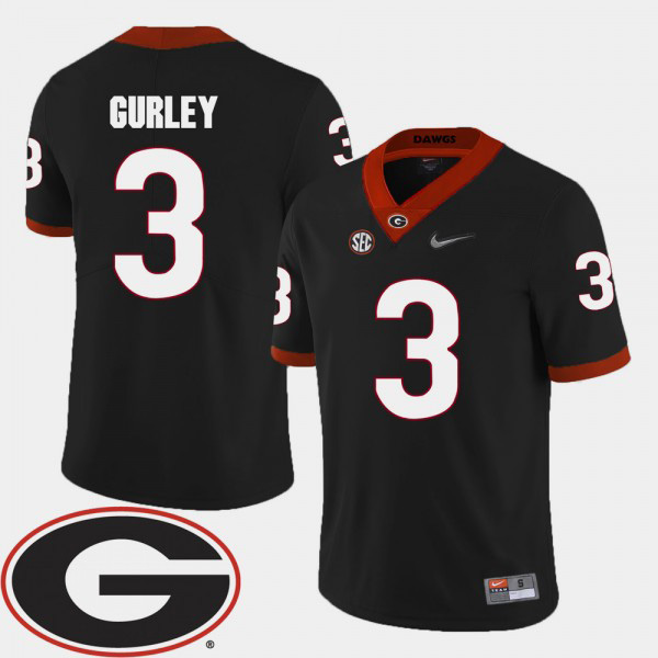 Men's #3 Todd Gurley Georgia Bulldogs College Football 2018 SEC Patch Jersey - Black